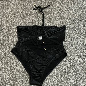 Normaillot Black Halter Swimsuit Size Large
